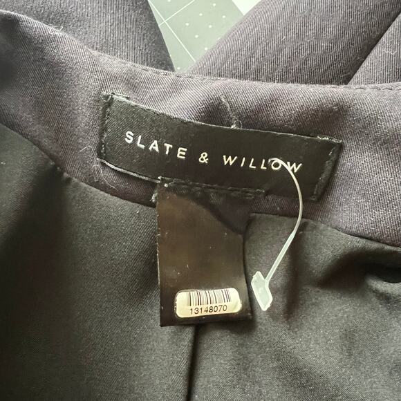 Slate & Willow Classic Collarless‎ Blazer Navy - Picture 7 of 7